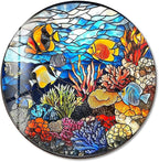 My Photostation.com 20''(50cm) Diameter Coral Reef Mosaic Round Glass Wall Art Tempered Glass Printing Wall Decor Large Wall Art Wall Hangings