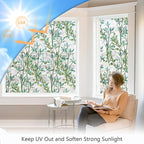 LEMON CLOUD Window Privacy Film, Stained Glass Window Film, Decorative Rainbow Window Clings, Static Cling Non Adhesive Door Stickers, Anti-UV Sun Blocker Heat Control for Home 29.5 x 157.4 inches