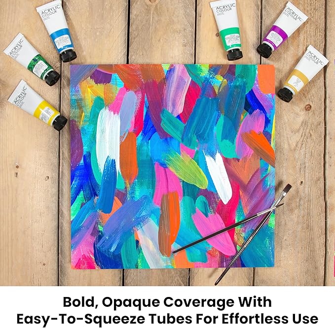 Acrylic Paint Set - 48 Piece Set (48 x 22ml) Tubes in Rich Vibrant Colors - Pigments Formulated for Opaque, Vibrance Perfect for Beginners, Students, Professionals, Artists Painting Different Mediums