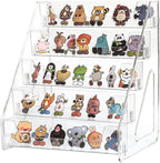 Card Display Stand set of 2, Clear 5-Tiered Shelf For Greeting Card, Stickers, Postcard, Sports Graded Card, Football Baseball Basketball Cards, Table Top Holder Display Rack For Psa Slabs (2 Pack)