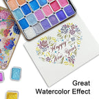 Mini Shifting Watercolor Paint Set, 30 Color Glitter Watercolor Painting Kit, Metallic Watercolor Paints, Solid Water Colors Paint Adult Set, Detail Paint Brush Included, for Artists