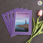 Mat Board Center, Pack of 10, 5x7 for 4x6 Color Mats - Bevel Cut, Acid Free, 4-ply Thickness, White Core - for Pictures, Photos, Framing, African Violet Color