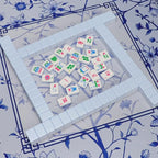 American Mahjong Tile Set with Carrying Bag and Accessories, 160 Acrylic Engraved Mahjong Tiles(Light Blue