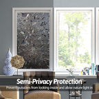 NINETREX Window Privacy Film,Decorative Window Film Frosted,Stained Glass Window Cling,Heat Blocker Non-Adhesive for Home,Grayish Black 29.5 x 78.7inch