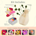 Lifelines FlowCrafts, Paper Flower Bouquet - Create a 5-Flower Bouquet with 80+ Petals, 2 Leafy Sprigs & Elegant Vase - Sensory Arts & Crafts Kit for Teens & Adults - Paper Decorations