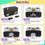 Card Shuffler 2 Deck, USB-C/Battery-Powered Automatic Playing Card Shuffler for UNO Poker Home Card Games