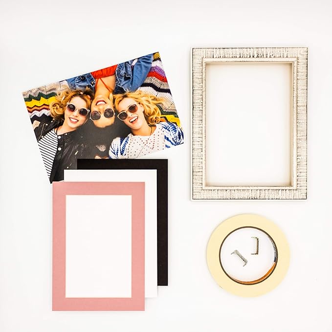 8.5x11 Mat Bevel Cut for 7x9 Photos - Acid Free Pink Precut Matboard - For Pictures, Photos, Framing - 4-ply Thickness