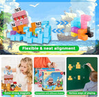 Magnetic Blocks - 100PCS Build Pirate-Ship World Set - Magnetic Building Cube Stacking, STEM Montessori Sensory Toys for Kids Boys Girls Ages 3 4 5 6 7 8 9 10 Easter Birthday Gifts