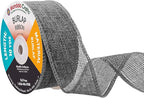 Mandala Crafts Gray Burlap Ribbon 1.5 Inches Wide Jute Ribbons for Crafts - 20 Yds Roll Rustic Burlap Wrap Trim Ribbons for Wreaths Bows Wedding Party Decoration