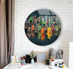 My Photostation.com 31.5''(80cm) Diameter Colorful Herbs Round Glass Wall Art Tempered Glass Printing Wall Decor Large Wall Art Wall Hangings