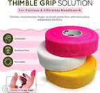 THIMTEC - The Original Thimble Tape for Hand Sewing - Fully Adjustable Nail & Finger Protector - A Smarter Alternative to Classic Knitting Thimbles - Multicolor, 3-Pack