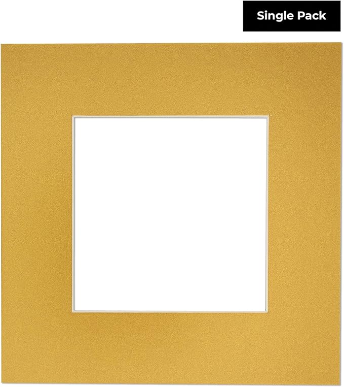 6x8 Mat for 8x10 Frame - Precut Mat Board Acid-Free Metallic Gold 6x8 Photo Matte Made to Fit a 8x10 Picture Frame, Premium Matboard for Family Photos, Show Kits, Art, Picture Framing, Pack of 1 Mat