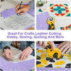 Headley Tools 12"x12" Rotating Cutting Mat, Self Healing Mat with 360-Degree Rotation & Anti-Slip Base, Sewing Board Cutting Mat Perfect for Fabric Quilting Leather Hobby Project, Purple