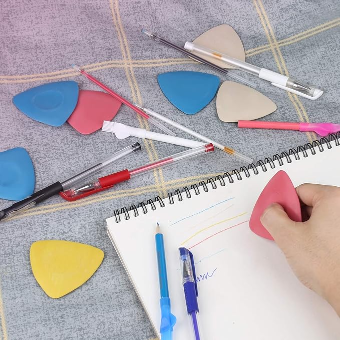 CampTek Tailors Chalk & Fabric Markers for Quilting - 10PCS Tailor's Chalk, 4PCS Heat Erasable Pens with 4 Refills, 3 PCS Sewing Fabric Pencils