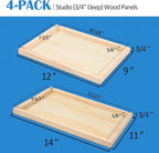 Falling in Art Unfinished Birch Wood Canvas Panels Kit, 4 Pack of 2 Sizes 11x14' and 9x12' Studio 3/4’’ Deep Cradle Boards for Pouring Art, Crafts, Painting, and More