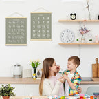 BONETAT Numbers alphabet poster for Nursery Toddlers, Play Room Wall Decor, ABC Wall Chart, Wall Hanging Decor for Toddler Playroom Decor Kids Wall Decor, Wooden Frame Alphabet Banner-A06
