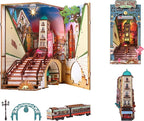 Rolife DIY Book Nook Kits for Adults, Miniature Dollhouse Booknook Kit, 3D Wooden Puzzle Creative Decorative Bookends Bookshelf Diorama Insert Crafts Hobbies Gifts (Street Scene)