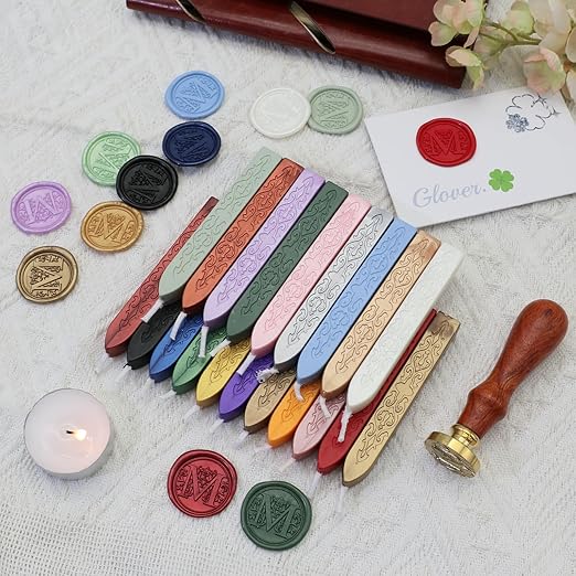 20Pcs Wax Sealing Sticks with Wicks, Assorted Colors Wax Seal Sticks Great for Letter Sealwax Stamp, Mixed Color Waxsealsticks, Wedding Invitations, Decoration (20)