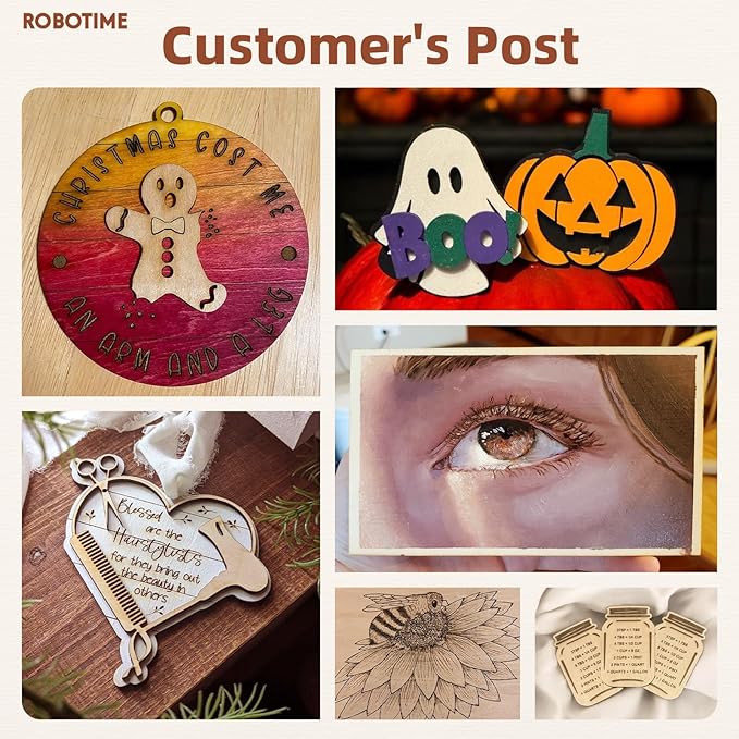 ROBOTIME 6-Pack Laser Wood Sheets 1/8" - 12 x 12 x 1/8 Inch - Cheery - 3mm Plywood for Laser Cutting, Laser Engraving Blanks