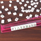 ZGME American Mahjong Set,166 White Tiles with Red Bag and Accessories,4 All-in-One Mahjong Racks with Pushers,Complete Western Mahjong Set