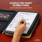 ENHANCE RPG Organizer Case - DnD Binder with Built-in Character Sheet Holder and Erasable Scribe Panel, Dice Rolling Area, Removable Pen Pouch, Miniature Foam Tray, Wrist Strap
