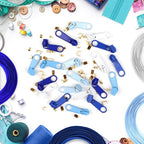 DOITEM 15.3 Yards/ 14 m 5 Pieces Assorted Colors #3 Nylon Coil Zippers, Sewing Zippers Endless Zips with 20 Pieces Zipper Sliders Zip Heads for DIY Sewing Tailor Craft Supplies (Blue White)