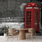 wall26 Wall Sticker/Wall Mural British Phone Booth in London, Not Peel and Stick, Non-Woven Wallpaper Decorative for Bedroom, Living Room, Office - 100x144 inches