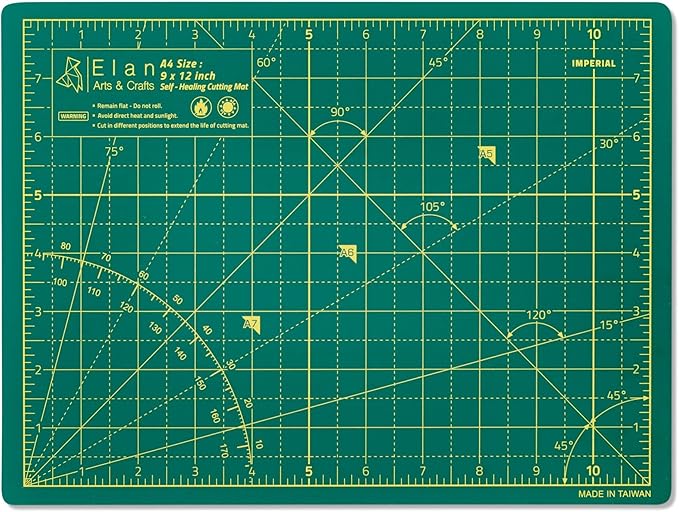 Elan Cutting Mat A4 Green, Self Healing Cutting Mat 9x12 Inch, 5-Ply Craft Board Green, Hobby Board for Crafts 9x12 Inch