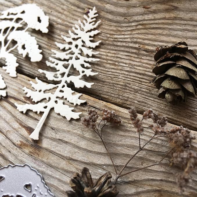 Mvchifay Cutting Dies Christmas Metal Stencils Scrapbooking Tool DIY Emboss Paper Card Making (Pine Trees-11x10cm)