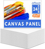 Jeffbaubl 24 Pack Canvas Boards for Painting, 5 x 7 inch Cotton Canvas Panels, Gesso Primed Acid-Free Painting Canvases, Blank Canvases for Acrylic Watercolor Oil Tempera Paints