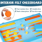 Backgammon Set, 15 Inches Classic Board Game with Leather Case, Geometric Leather Backgammon Game, Folding Portable Travel Strategy Backgammon Game Set for Adults