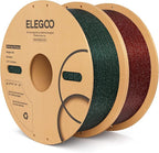 ELEGOO PLA Filament 1.75mm 2KG Sparkle Red & Green, Glitter Twinkling 3D Printer Filament Dimensional Accuracy +/- 0.02mm, 2pcs 1kg Spool(2.2lbs) Fits for Most FDM 3D Printers