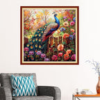Stamped Cross Stitch Kits - Beach Night Landscape Counted Cross Stitch Kits for Beginners Adults Needlepoint Cross-Stitch Patterns-Peacock Flower 18x18 inchs