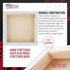 U.S. Art Supply Square Stretched Canvas for Painting 12x12 inch Gallery Depth 1-1/2" Thick, 3-Pack - 12oz Acrylic Gesso Triple Primed, Professional Artist Quality, 100% Cotton - Pouring, Oil Paint