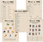40th Birthday Party Games, Born in 1985 Games Bundle, Set of 5 Activities for 10 Guests, Birthday Party Supplies for Adults, Pack of 50 Cards