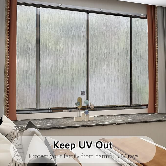 VELIMAX Frosted Window Privacy Film Non Adhesive Window Cling Removable Glass Covering Clear Water Opaque Window Film for Home Anti UV 35.4x78.7 inches