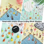 BEEFLYING 16Pcs Cowboy Stitch Marker Charms for Crocheting and Knitting, 8 Styles Brown Alloy Enemal Crochet Knit Stitch Marker Pendant with Leverback Clasp for Knitting Crocheting Accessories