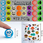 72 Glow in The Dark Bouncing Balls,Halloween Party Favors Supplies, 8 Halloween Theme Designs for School Classroom Game Rewards, Trick or Treating Goodie, Halloween Miniatures/Prizes(with pouch bag)