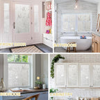 Window Privacy Film Decorative for Front Door, Bathroom Static Cling Stained Glass Sticker Opaque Heat Control UV Blocking Non-Adhesive for Home Windows 35.4 x 78.7 inches Horsetail