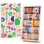emmoolife 35 Rolls Washi Tape Set, Colorful Cute Floral Writable Decorative Tapes for Scrapbooking and Journaling, Junk Journal Supplies, Bullet Journaling for Women Girl 5-30mm Wide 9.84ft Long/Roll