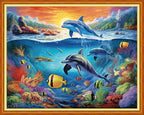 Foxdiviy Stamped Cross Stitch Kits Full Range of Embroidery Needlework Starter Kits for Beginners Adults 11CT Embroidery Patterns Art Crafts DIY Needlepoint Kits-Underwater World 16x20 inch