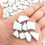 1.1LB Irregular Ceramics Mosaic Tiles, Mosaic Pieces Stones for DIY Mosaic Making Craft Hobby Arts Home Wall Decoration (White)