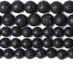 6MM 120pcs Natural Stone Beads Black Volcanic Lava Gemstone Round Loose Beads for Jewelry Making Bracelet 2 Strands 32"