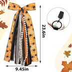 Large Halloween Ribbon Bow for Wreath, Orange Spider Web Fabric Ribbons Set Assorted Ribbons Black White Stripe Plaid Clip-On Wreath Sash Ribbon Bundle for Halloween Home Indoor Outdoor Decor