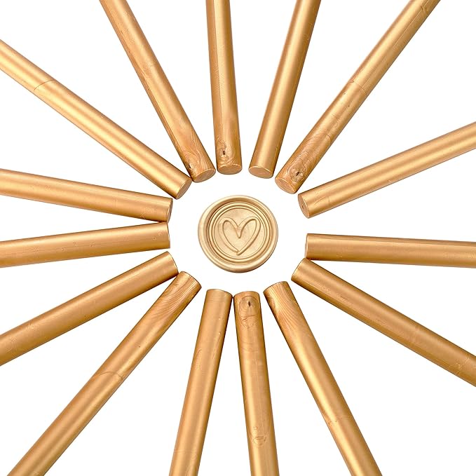Yoption 15 Pieces Light Gold Glue Gun Sealing Wax Sticks for Wax Seal Stamp, Great for Wedding Invitations, Envelopes, Cards, Christmas Gift Ideas, Wine Packages (Light Gold)
