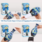 3D Puzzles Vase for Adults, Crafts for Adults, 160 Pieces Plastic DIY Unique Flower Vase with LED Light House Warming Gift Birthday Gifts for Flower Arrangements and Home Decor (Blue)