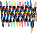 Guangna 36 Colors Acrylic Paint Markers, Dual Tip Paint Markers Pens Set with Soft Brush Tip, Multifunctional Fine Tip Markers for Wood,Canvas,Rock Painting, Glass, Diy Crafts Art Supplies, Waterproof