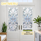 3D Stained Glass Window Privacy Film, Heat Control UV Blocking Static Cling Decorative Window Film for Bathroom,Front Door,Home Non Adhesive,23.6 x 35.4 inches Azure Bloom
