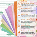 TECKWRAP Glitter Adhesive Vinyl, 12" x 12" 9 Glitter Colors with 1 High Tack Transfer Tape, Permanent Craft Vinyl for Scrap-Booking, Decals, DIY Projects, Home Decor, DIY Project Party Decoration