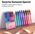 WRITECH Black Ink Gel Pens: 8-Pack Retrowave 0.5mm Fine Point Pens - Smooth Writing Silent Clicker and Refillable Perfect for School Office & Everyday Use.